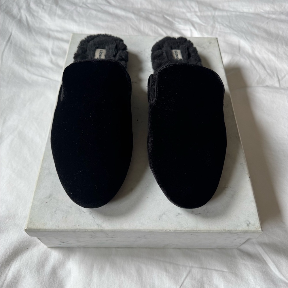 Birdies black velvet smoking slippers size 11